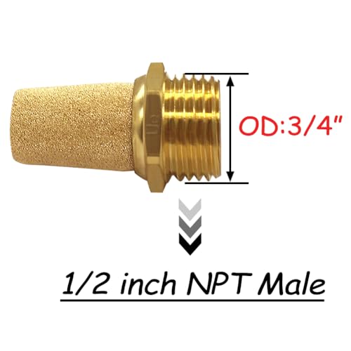 Uenede Brass 1/2" NPT Male Air Pneumatic Mufflers, 3PCS - size: 1/2"NPT Male-3PCS