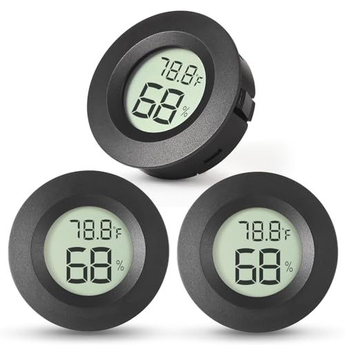 Atogou 3-Pack Mini Hygrometer & Thermometer, Indoor Digital Humidity Meter - color: Black 3-pack