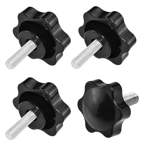 Aifeier ET 4 Pieces M8 x 20mm Star Hand Knob, Black Plastic Hex Shaped - size: M8 x 20 mm
