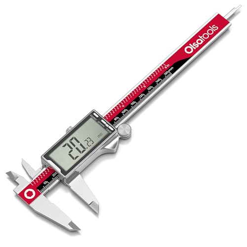 Olsa Tools Digital Caliper Measuring Tool - Inches, Fractional Inches, & Millimeters - 0-6 Inches - Stainless Steel Digital Calipers Measuring Tool - Large Easy-to-Read Display - Part: 1867
