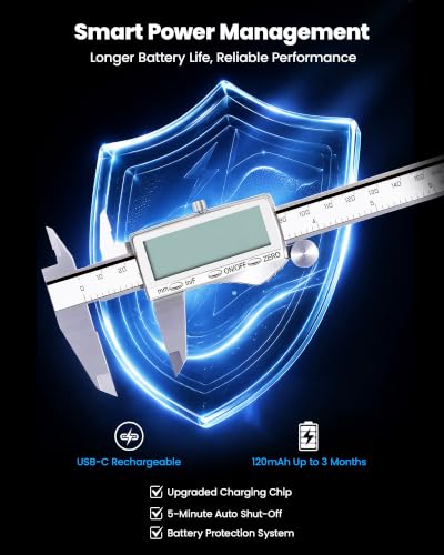 HARDELL Digital Caliper, 6" Rechargeable Calipers with Large LCD Screen