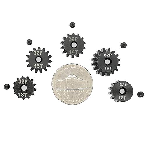 32P Hardened Pinion Gear Set 1/8 inch Hole 12T 13T 14T 15T 16T with Hex Key (Compatible with 0.8 Metric Pitch) - style: 12T 13T 14T 15T 16T