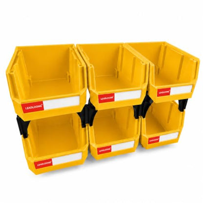 6 Pack Stackable Plastic Parts Bins, 5x4x3 in, Yellow - color: Yellow-6 Pack, size: 5"x4"x3"