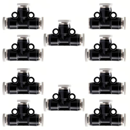 10PCS 5/32" x 5/32" Tube OD Union Tee Push to Connect Fittings - size: 5/32"x 5/32"