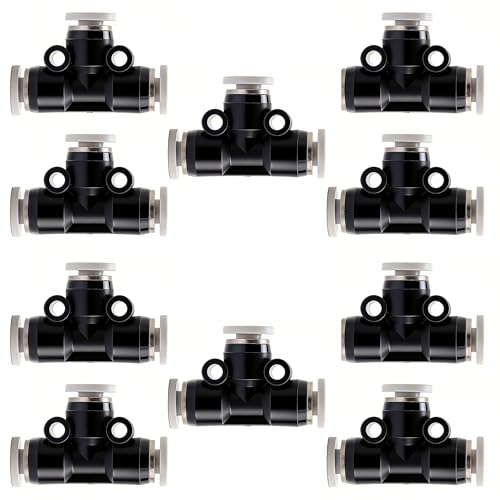 10PCS 5/32" x 5/32" Tube OD Union Tee Push to Connect Fittings - size: 5/32"x 5/32"