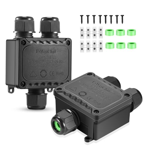 Junction Box - IP68 Waterproof Electrical Boxes 3 Way M25 Cable Connector - size: 3 Way 2 Pack