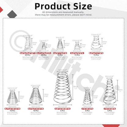 Hilitchi 149PCS 15 Sizes Spring Assortment Kits Stainless Steel Compressed Springs Extension Springs for Shop and Home Repairs(Silver) - style: No.2
