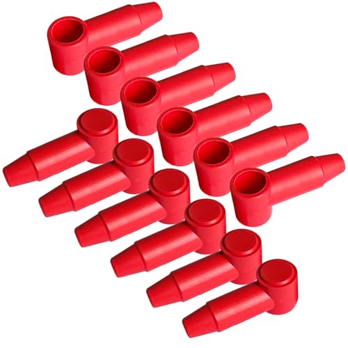 Ampper Silicone Terminal Covers Fit 1/4", 5/16" Stud 6-1 Gauge, Red 12 Pc - color: Red, size: 1/4" & 5/16" Stud Long