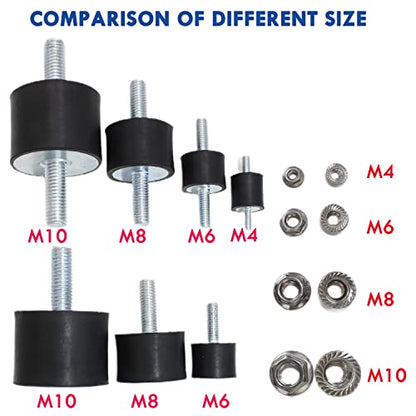 4Pcs M8 30x20mm Rubber Isolator Mounts Double Stud Shock Absorber - size: M8, VV30*20+2G8*23