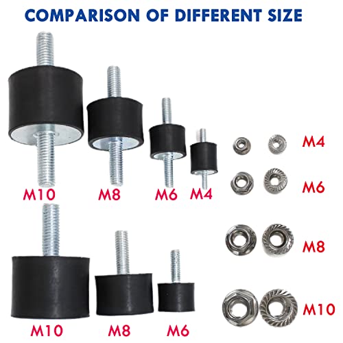 4Pcs M10 40x30mm Rubber Isolator Mounts Double Stud Shock Absorber - size: M10,VV40*30+2G10*28