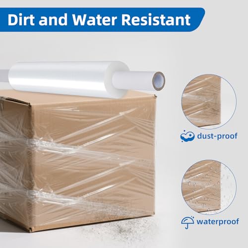15 Inch Stretch Wrap Roll, Heavy Duty 15" x 1200ft Shrink Wrap Roll, Clear 60 Gauge Industrial Strength Stretch Film with Handle, Plastic Wrap for Pallet, Shipping, Moving, Furniture(2 Rolls) - size: 15in-Clear-2Pack