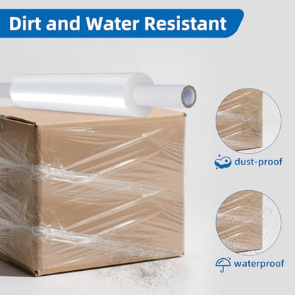 15 Inch Stretch Wrap Roll, Heavy Duty 15" x 1200ft Shrink Wrap Roll, Clear 60 Gauge Industrial Strength Stretch Film with Handle, Plastic Wrap for Pallet, Shipping, Moving, Furniture(2 Rolls) - size: 15in-Clear-2Pack
