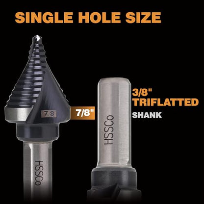 7/8" Single Size M35 Step Drill Bit Unibit for Hole Drilling - size: Single Size 7/8" (2 Flutes)