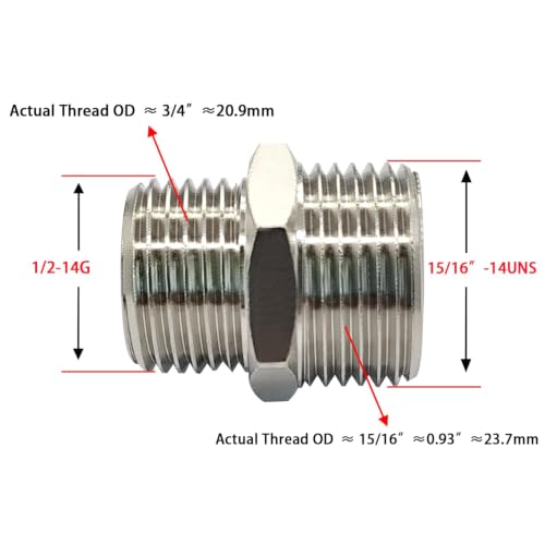 7/8" Male Thread to 1/2" Male Threaded Toilet Bidet Hose Adapter (Pack of 1) - size: 7/8" Male x 1/2" Male