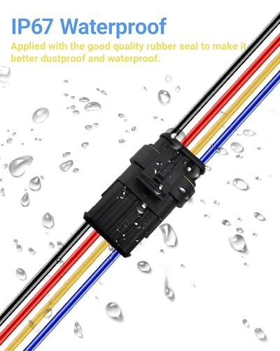 14AWG 4 Pin Waterproof Electrical Connector Quick Connect 3 Pack - size: 4 Pin
