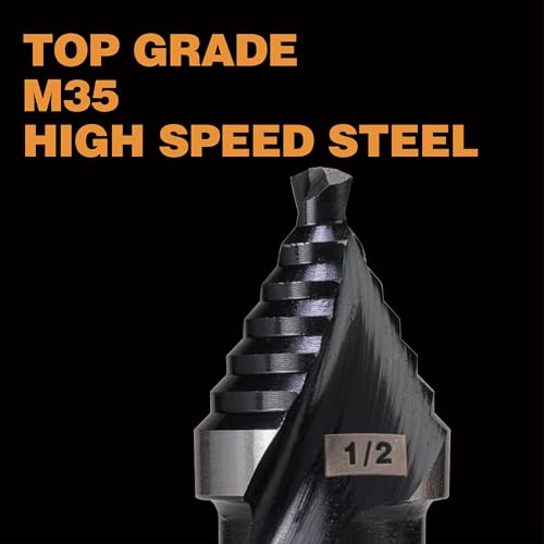 1/2" Single Size M35 Step Drill Bit Unibit for Hole Drilling - size: Single Size 1/2" (2 Flutes)