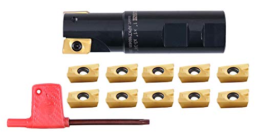 Accusize Industrial Tools 1'' 90 Deg Square Shoulder Indexable End Mill Plus 12 Apkt1604 Carbide Inserts, 0056-0921+0056-1604 - size: 1" Cut, 1" Shk, 2 Fl, w/ 12 add'l inserts
