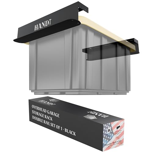 USA Based Overhead Garage Storage Rack, Connectable Heavy Duty Metal Ceiling Rails Garage Storage Organization Shelving System, Hanging Racks Tote Containers, Supports Up To 1 Bin, 1 Set Black - color: Black, size: 1 Bin