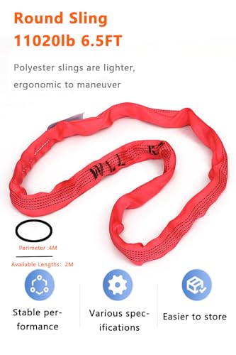 Endless Round Sling11020lb 6.5FT Sling Strap Rigging Polyester Endless Lift Sling for Hoist Heavy Duty Objects Heavy Duty Poly Lifting Sling【5T-2M】 - size: 11020lb-6.5FT