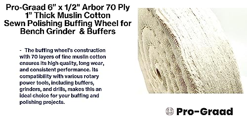 Buffing Wheel 6" x 1" Thick, Fine Muslin, 70 Ply, 2 Pack