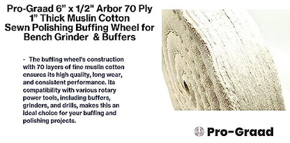 Buffing Wheel 6" x 1" Thick, Fine Muslin, 70 Ply, 1 Pack