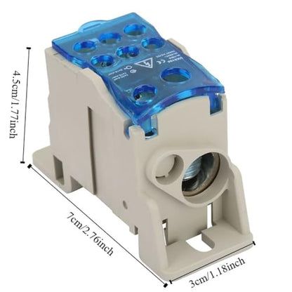 UKK160 DIN Rail Terminal Block Box 160A 690V - Transparent Cover Distribution Box for Power Cabinets, 6 Output Universal Junction
