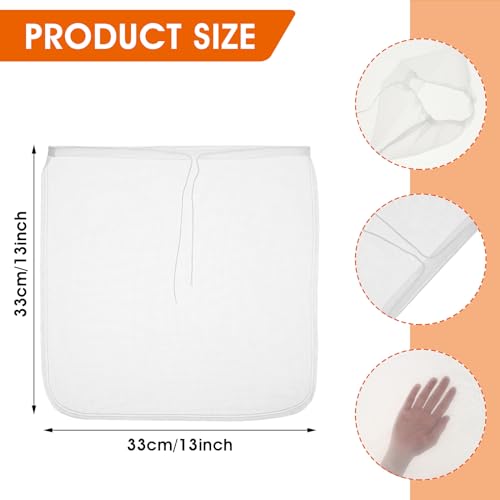 WLLHYF 4 Pack Nylon Nut Milk Bag 13×13 Inches Fine Mesh Cheese Cloth Multiple Usage Reusable Food Strainer Professional Cold Brew Filter for Straining Fruit Juice Coffee Tofu Greek Yogurt Tea - size: 13×13 in