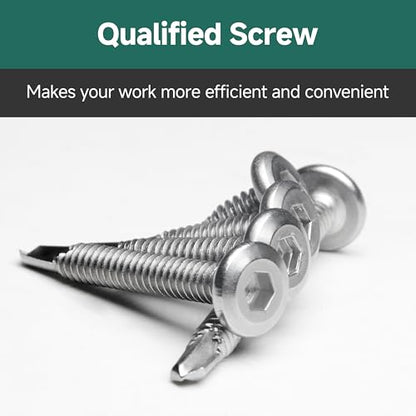 100Pcs 10 x 1 Sheet Metal Screws, Stainless Steel Flat Head Socket Cap Self Drilling Screw, Allen Socket Drive, Self Tapping Screws with Drill Bit - color: Silver, size: #10 x 1"