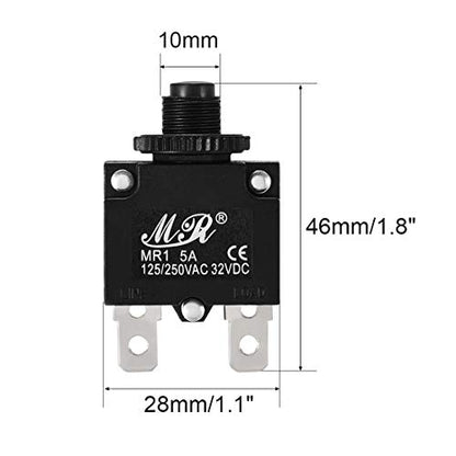 uxcell 5Pcs Thermal Overload Protector AC 125/250V 5A Push Button Reset Circuit Breaker