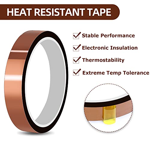 High Temperature Tape Heat Tape Heat Resistant Tape Heat Transfer Tape Heat Tape for Sublimation No Residue 10mm X 33m 108ft (Yellow-4 Roll) - color: Yellow-4 Roll