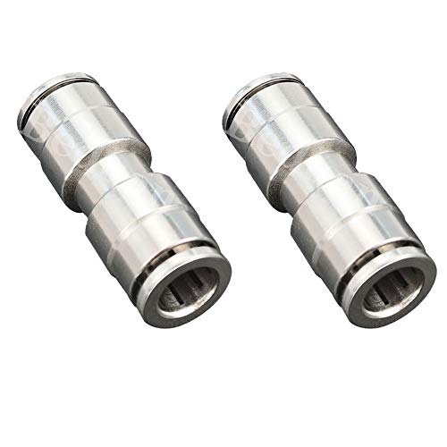 Beduan Push to Connect Fitting 1/2" OD Nickel-Plated Copper Pneumatic Air Fitting Straight Union Tube Connector (Pack of 2) - size: 1/2" OD, style: 2 Pieces
