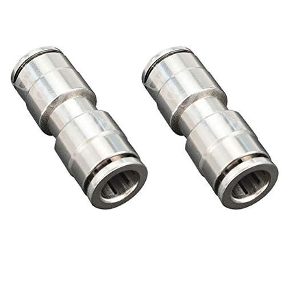 Beduan Push to Connect Fitting 1/4" OD Nickel-Plated Copper Pneumatic Air Fitting Straight Union Tube Connector (Pack of 2) - size: 1/4" OD, style: 2 Pieces