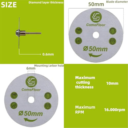 50mm Diamond Cutting Saw Blade and Wheel for Aggressive Wet Cutting, Professional Precision on Ceramic, Porcelain, Marble Tile, 2PCS - size: 50mm