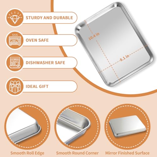 Stainless Steel Baking Sheet Pan Set of 2, Cookie Sheets 10 x 8 x 1 Inch - size: 10 inch