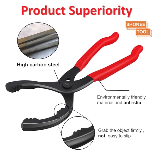 Oil Filter Wrench (L:12", Jaw Capacity: 60mm to 102mm), Automotive Oil Filter Removal Tool for Oil Change, Adjustable Fuel Filter Wrench Plier (1 Set) - size: 12" 15° Bent