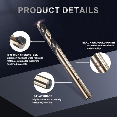uxcell 17/32" Drill Bit 1/2" Reduced Shank 3-Flat M35 5% Cobalt HSS - size: 17/32" with 1/2" Shank