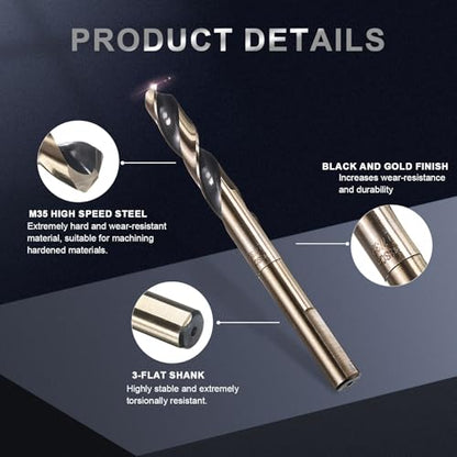 uxcell 17/32" Drill Bit 1/2" Reduced Shank 3-Flat M35 5% Cobalt HSS - size: 17/32" with 1/2" Shank