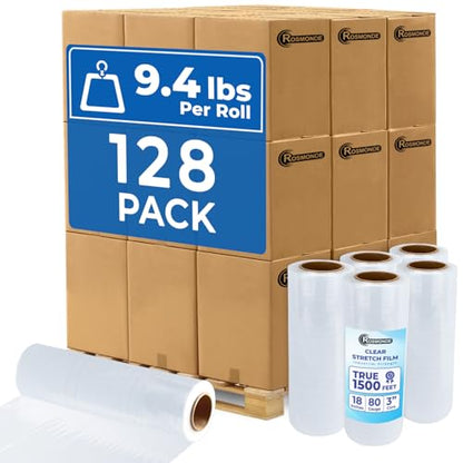 Rosmonde Bulk Plastic Wrap for Moving, 128 Pack, True 18" x 1500 ft - color: Clear, size: 128 Pack | Express Pallet