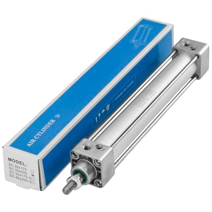Heschen Tie-Rod Pneumatic Air Cylinder, SC 32-200, 32mm Bore, 200mm Stroke, PT 1/8 Port, Double Acting, Adjustable Cushion, Self-Lubricating Actuator for Industrial & Woodworking - size: 200mm Stroke