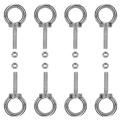 8 Pack M6 Eye Bolts, 1" Thread Stainless Steel with Nuts - size: M6*25