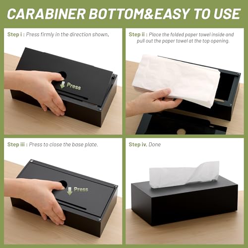 SANRUI Acrylic Rectangle Tissue Box with Snap Bottom, Matte Black - color: Matt Black