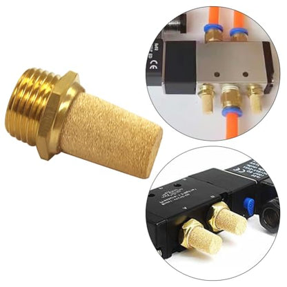 Uenede Brass 1/2" NPT Male Air Pneumatic Mufflers, 3PCS - size: 1/2"NPT Male-3PCS
