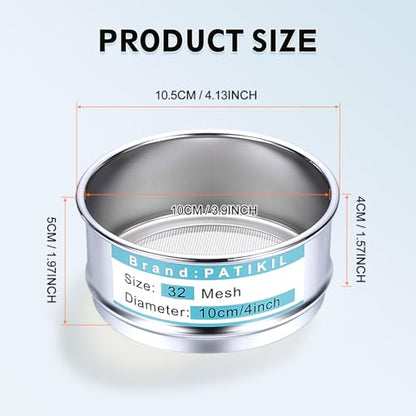 PATIKIL Lab Sieve 32 Mesh(0.55mm) 3.9"(10cm) Diameter Sifting Screen - size: 32 Mesh(0.55mm)/3.9"