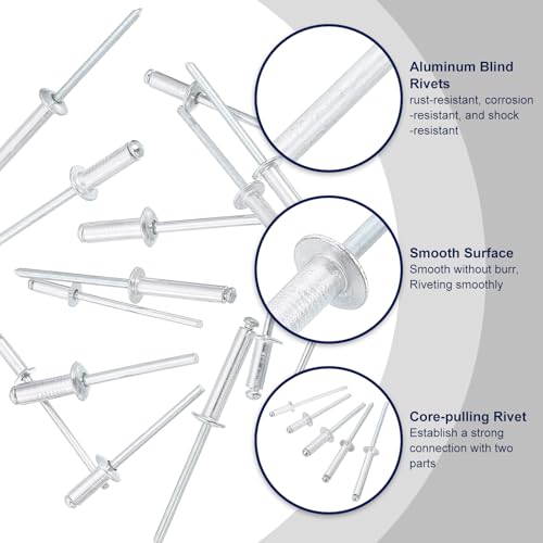 uxcell 100Pcs 1/8"x1" Aluminum Blind Rivets Dome Head Long Split Rivets - size: 1/8"x1"