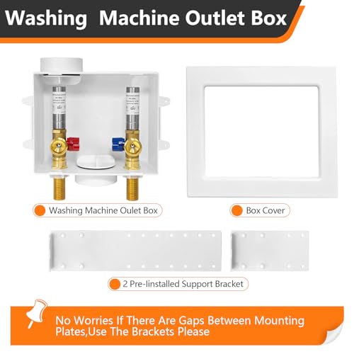 HeSun Washing Machine Outlet Box, 1/2"MIP(Sweat) x 3/4"MHT Outlet(WM006-1) - size: Washing Machine Box W/ SS Arrestor, style: Sweat MIP