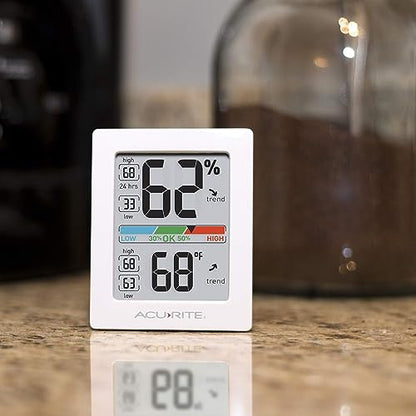 AcuRite Humidity Meter Hygrometer and Indoor Digital Thermometer with Temperature Gauge and Humidity Gauge,Room Thermometer Comfort Scale,3 x 2.5 Inches,White (01083M),(Pack of 12) - size: 3 x 2.5 Inches (Pack of 12)