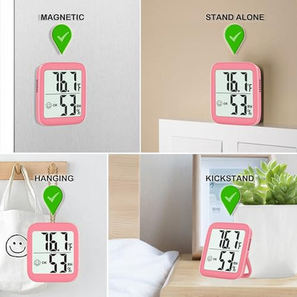 Antonki 2 Pack Room Thermometer Indoor Hygrometer - color: 2 Pcs* Pink