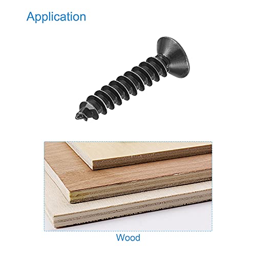 uxcell M3.5 x 18mm Wood Screws Phillips Flat Head Carbon Steel Self Tapping Screws Black 200pcs - size: M3.5 x 18mm
