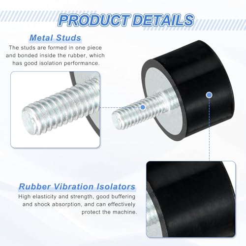 uxcell 2Pcs M4 Thread Rubber Mounts, Vibration Isolators, Cylindrical Shock Absorber with Studs 15 x 10mm with Non-Slip Nuts - size: M4 x 15 x 10mm
