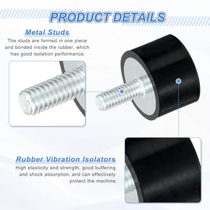 uxcell 2Pcs M4 Thread Rubber Mounts, Vibration Isolators, Cylindrical Shock Absorber with Studs 15 x 10mm with Non-Slip Nuts - size: M4 x 15 x 10mm